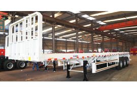 CIMC Tri Axle 40Ft Container Flatbed Trailer with Front Board export to Mauritius
