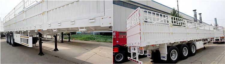  Features 1. This series 3 axle 60ton animal transport trailer  ,fence semi trailer and van semi trailer are mainly used in heavy duty transportation for construction or logistic companies such as bulk cargo transportin. The side wall of them are detachable, so you we can use it transport standard containers. 2. The capacity is for 30tons-500tons  , we can manufacture it according to your needs. 3. The axles can be FUWA / BPW with different tonnages by your need with price differences. 4. The suspensions can be: Air suspension, mechanic (leaf spring suspension), bogie suspension, etc 5. The loading deck can be concave beams, tire appeared cover, totally flatbed, or extendable. 6. The loading ramps can be rear end designed, or front loading ladders, which can be mechanic spring ladders and hydraulic loading