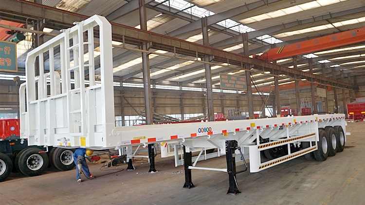 CIMC Tri Axle Flatbed Semi Trailer with Front Wall for Sale in Philippines