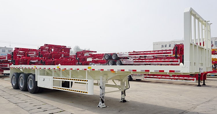 CIMC Tri Axle Flatbed Semi Trailer with Front Wall for Sale in Philippines