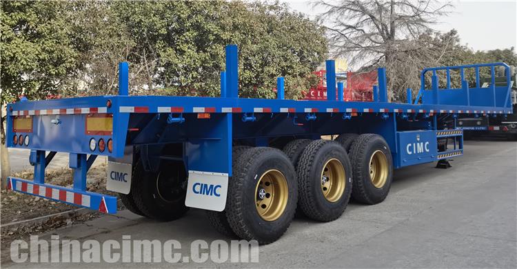 CIMC 12.5m Tri Axle Flatbed Trailer with Column for Sale In Tanzania