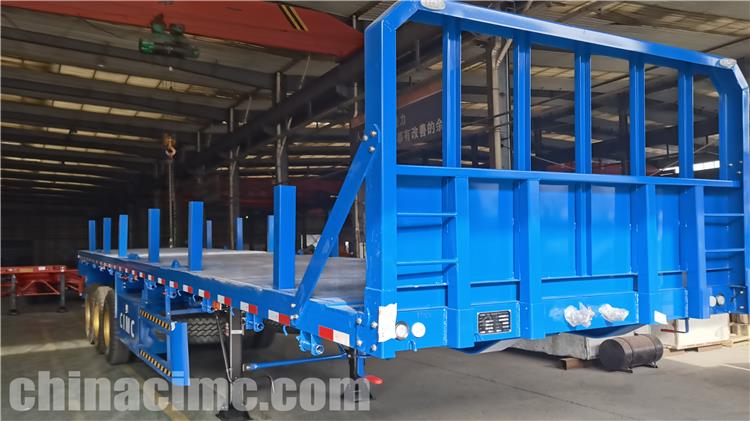 CIMC 12.5m Tri Axle Flatbed Trailer with Column for Sale In Tanzania