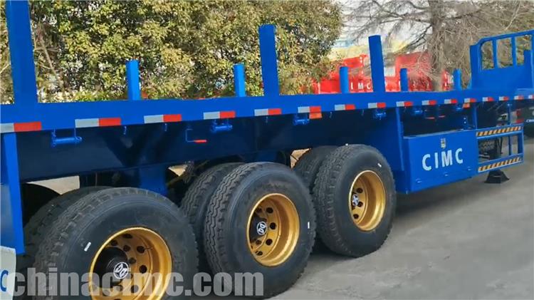 CIMC 12.5m Tri Axle Flatbed Trailer with Column for Sale In Tanzania