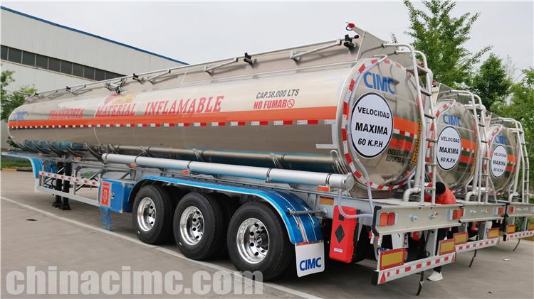 38000 Liters Aluminum Tanker Semi Trailer for Sale In Costa Rica