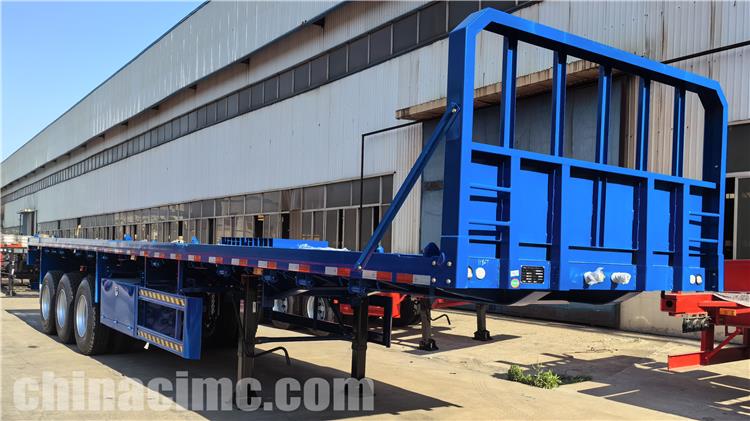 CIMC Tri Axle Flatbed Trailer with Front Wall for Sale In Congo