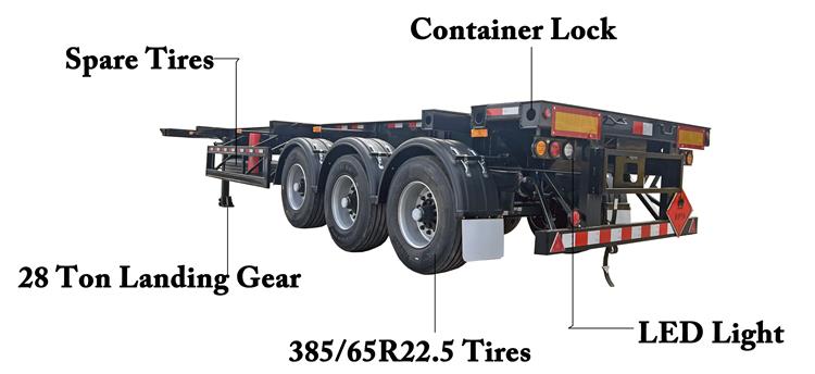 CIMC 3 Axle Container Chassis Trailer for Sale In Guam