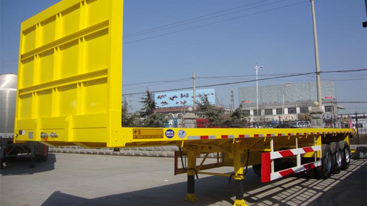 3 Axle Container Flatbed Semi Trailer with Front Wall