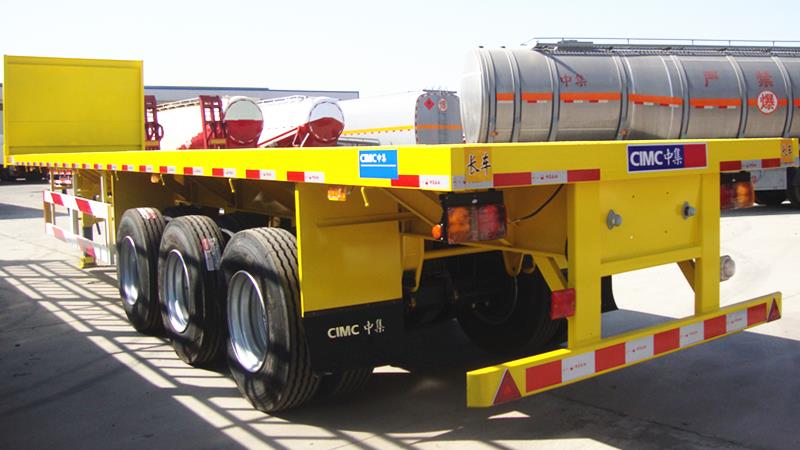 3 Axle Container Flatbed Semi Trailer with Front Wall