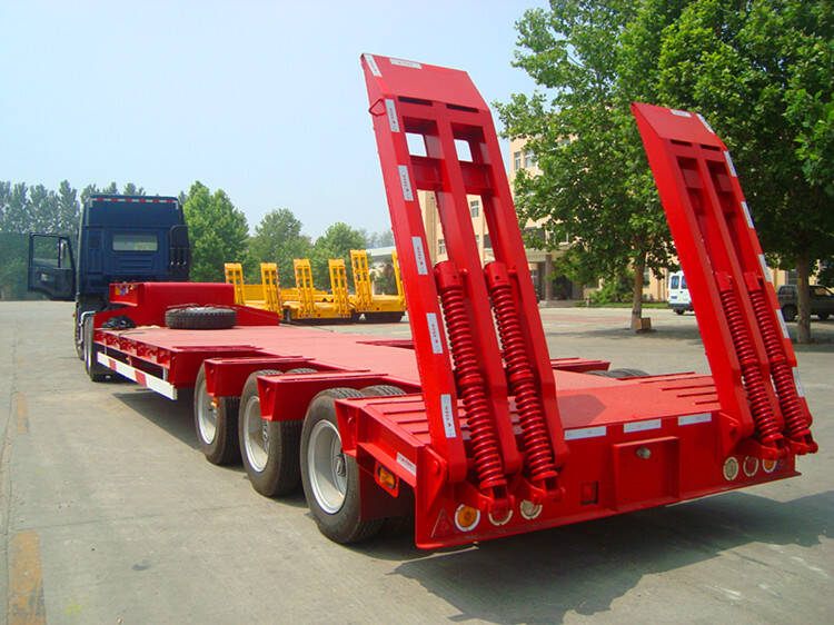 Tri Axle 60T Semi Low Loader Excavator Truck Trailer in Tanzania Mwanza