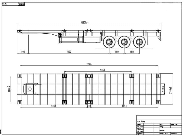tri axle 40 foot flat bed trailer 