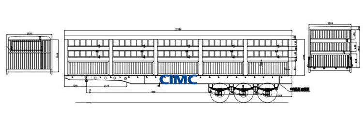 Specification: L*W: 12500mm*2500mm  Sidewall Height: 1800mm  Max Payload: <60T  Application: Livestock Transport  Material of the main beam: Q345 high strengh steel  Bottom of the Platform: 3mm-5mm thick (according to the loading capacity)  King Pin: JOST Brand 2.0 or 3.5inch(bolted or welded type)  Suppoort leg: JOST leg  Suspension: Mechanical suspension  Axles: FUWA/BPW/CIMC/Other  Tires: 12.00R22.5/315 80R 22.5( Specially designed and for overseas markets)  Brake System: WABCO brake system  Elecetric System: 24-volt lighting system    Advantages:  Fence cargo trailer is made by the wear-resistant and high-strengh steel, which makes the trailer have higher loading capacity  and longer service life The main beam of the semi trailer is welded by the automatic arc-submerging welding method, there isn&rsquo;t interface between the steel plate，it can ensure the intergrated main beam, so the main beam is more stronger and more durable  All the spare parts we adopt are World Famous brand. We use famous German WABCO braking valve, which will definitely shorten the Braking Distance, to make the safety of trailers and drivers.   The trailers floor is checker plate, this will keep the other bulk cargo more stable, like the bags, or long stuff.