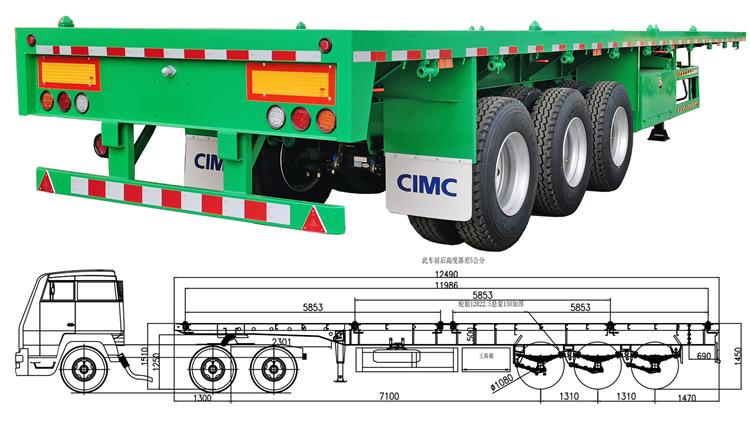 CIMC Semi Trailer Tri Axle Flatbed Trailer for Sale Flat Deck Trailer In Jamaica