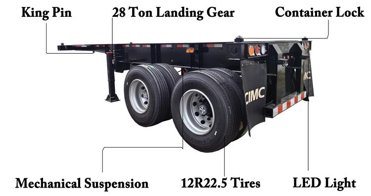 CIMC 2 Axle 20ft Container Chassis for Sale In Zambia