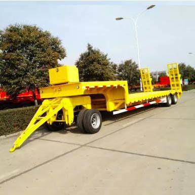 CIMC 2 Axle Machine Carriers Lowbed Drawbar Trailer with Dolly for Sale