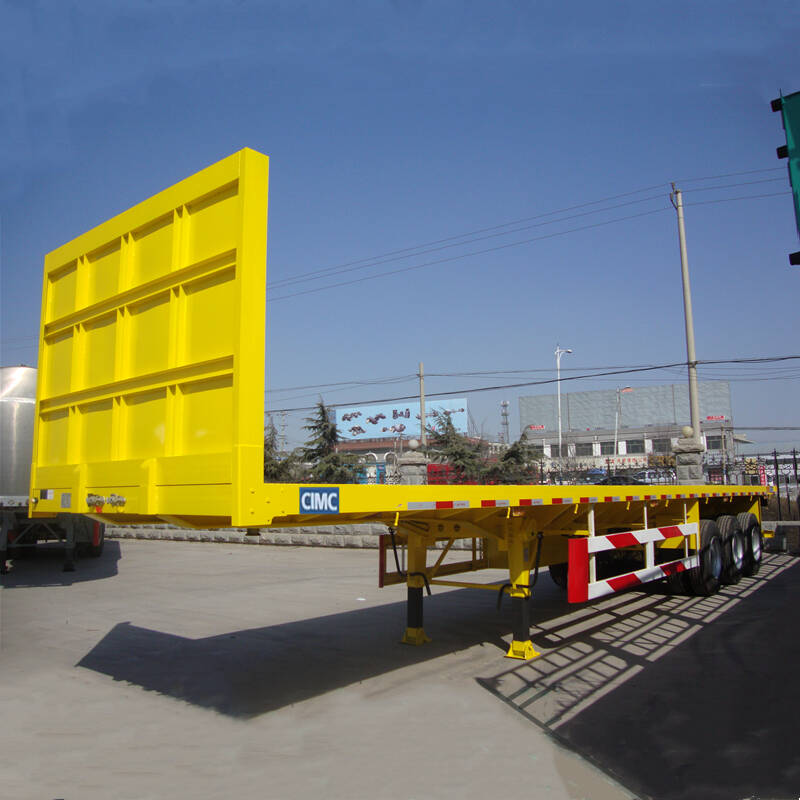40FT 3Axle Flatbed Semi Trailer With Front Wall