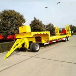 CIMC 2 Axle Machine Carriers Lowbed Drawbar Trailer with Dolly for Sale