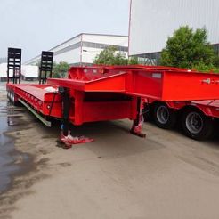 4 Axle CIMC Low Bed Used Low Loaders With Hydraulic Ladder For Sale
