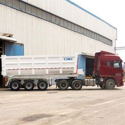 35 Ton Tri Axle Tipper Semi Trailer With Hydraulic Mechanic Suspension